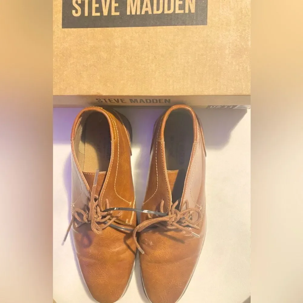 🛍️ Steve Madden P-Symin Dress & Comfort Short Chukka Boot Cognac Brown NIB 11 💥